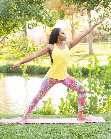 Floral Leggings With Slit Back Tank Top Complete Outfit